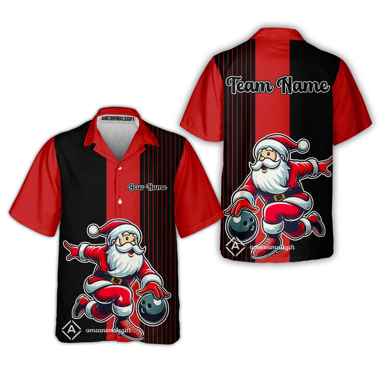 Custom Bowling Uniforms Christmas jerseys Funny Santa Bowling polo, Bowling Shirts Personalized Name And Team Name