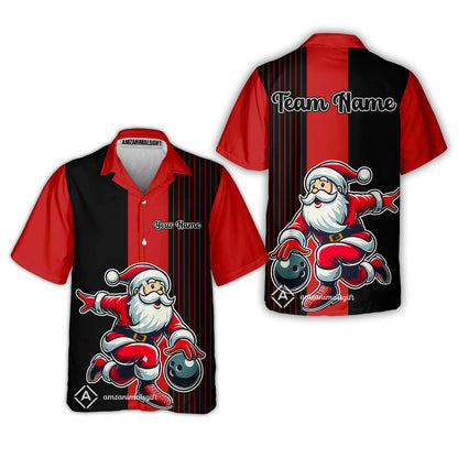 Custom Bowling Uniforms Christmas jerseys Funny Santa Bowling polo, Bowling Shirts Personalized Name And Team Name