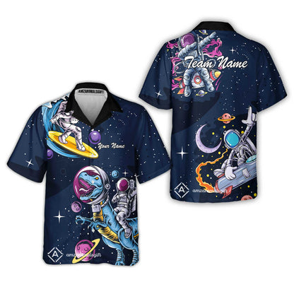 Customized Bowling Unisex Polo Shirt, Seraphic Galaxy Astronaut, Bowling Uniforms, Personalized Name And Team Name