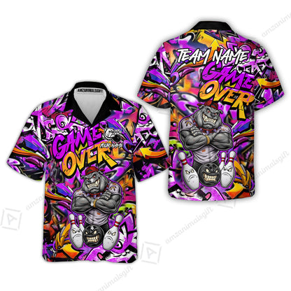 Customized Bowling Unisex Polo Shirt, Cool BullDog With Angry Bowling Game Over - Personalized Name And Team Name