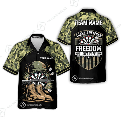 Custom Military Green Camouflage Dartboard Collar Quater-Zip Jersey Team Shirts, Customized Name Team Name Darts Team Jerseys Uniform