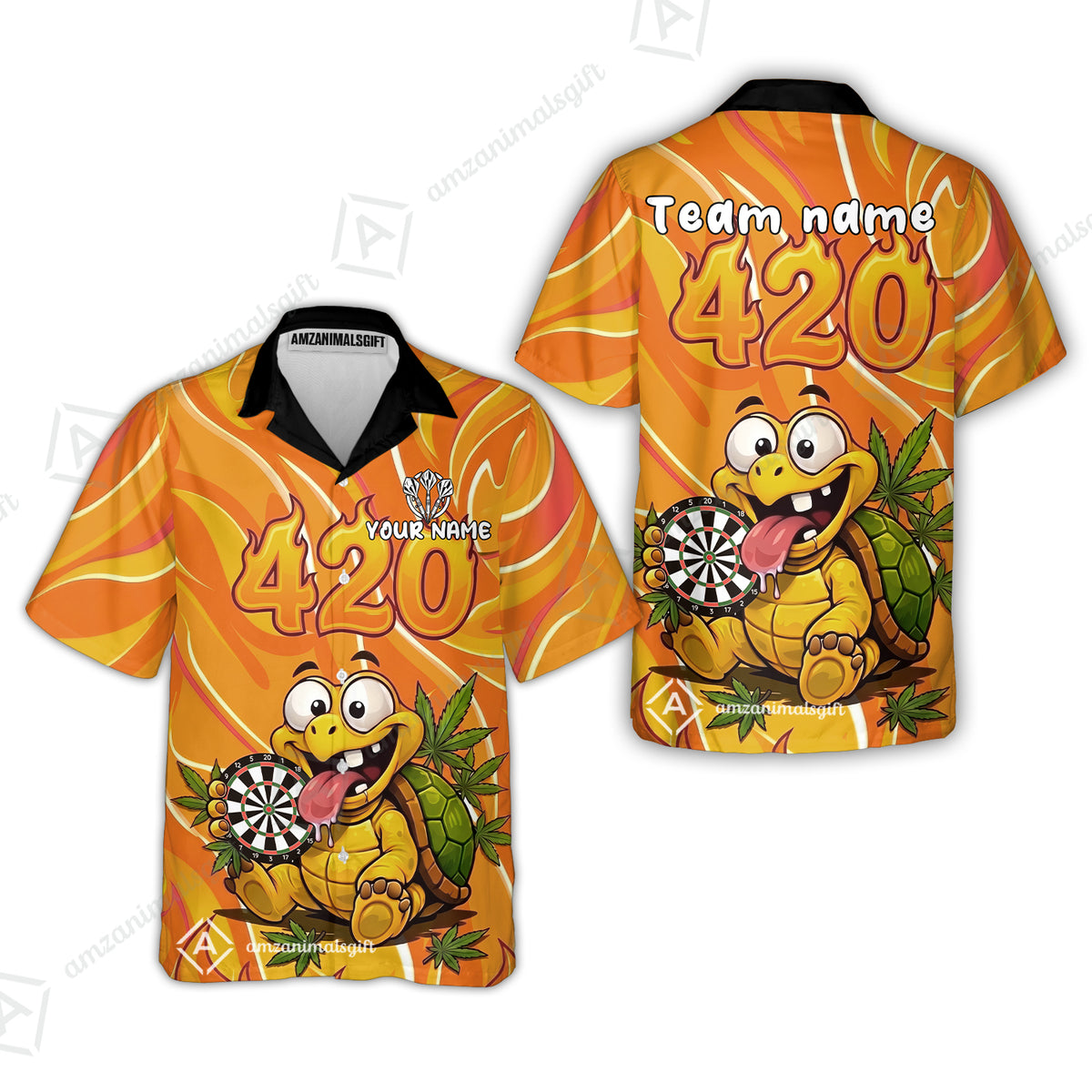 Custom Dart Jersey Team Shirt For Players, Funny Turtle 420, Personalize Name and Team Name
