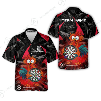 Custom Darts Team Jersey, Personalized Funky Rooster Dart Shirt For Players With Name & Team Name