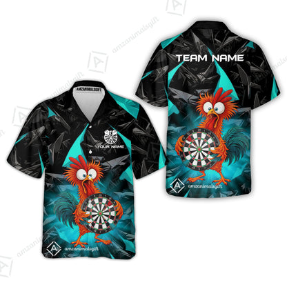 Custom Darts Team Jersey, Personalized Funky Rooster Dart Shirt For Players With Name & Team Name