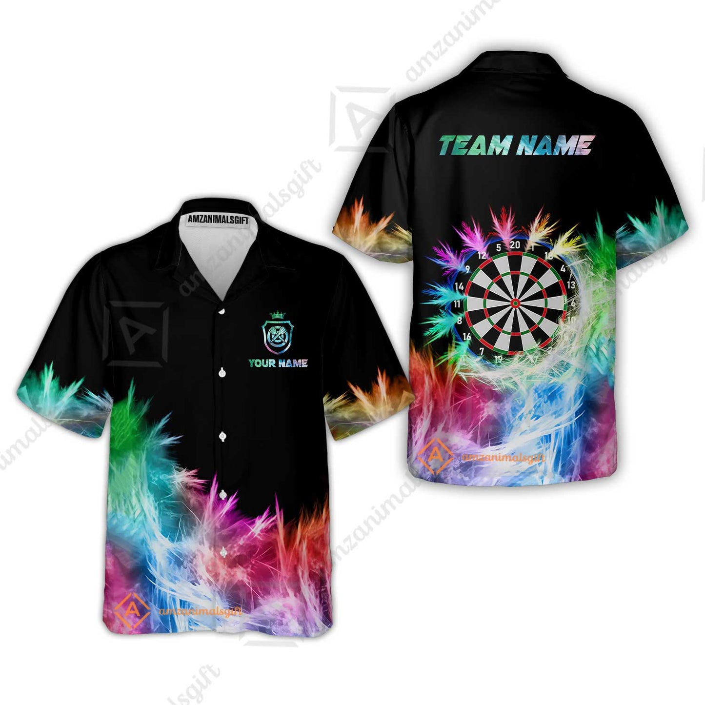 Customized Darts Hawaiian Shirt, Darts Icy Light Black And Multi Color Team Hawaiian Shirt Jersey For Darts Player