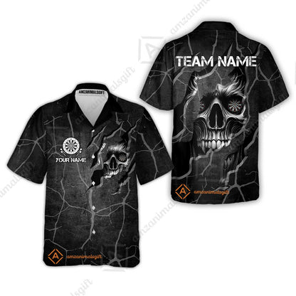 Customized Darts Hawaiian Shirt, Torn-Up Skull Dartboard Eyes Darts Hawaiian Shirt Team Style Jersey for Darts Players