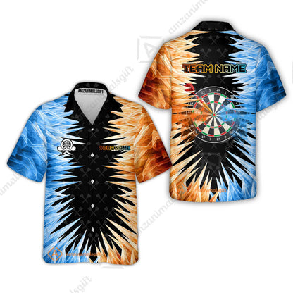 Customized Darts Hawaiian Shirt, Darts Dartboard Ice And Fire Multicolor Hawaiian Shirt Jersey For Darts Players