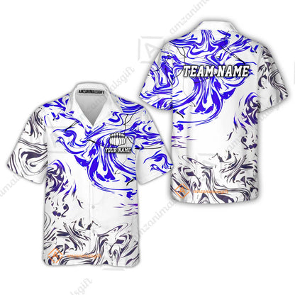 Customized Bowling Unisex Polo Shirt, Velocity Wave Marble Swirl Pattern Bowling, Personalized Name Team Name For Bowlers