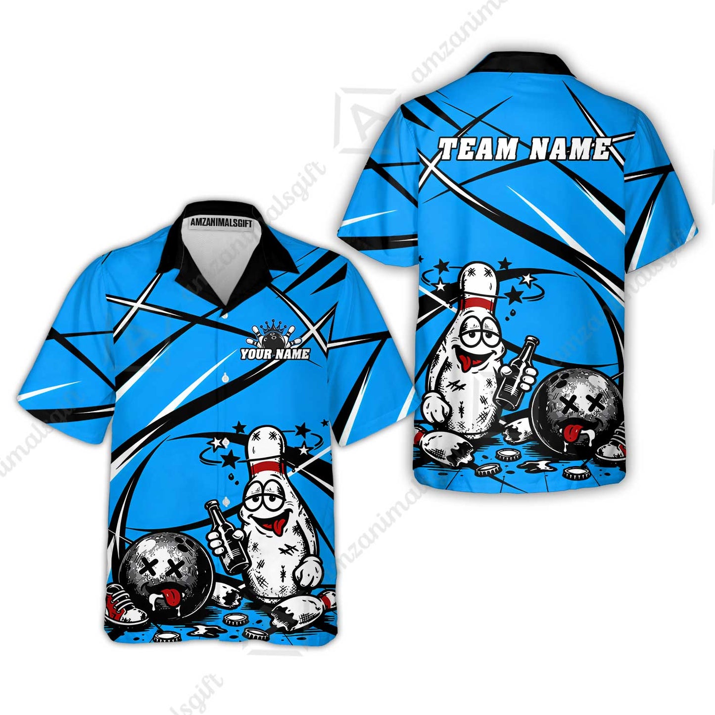 Custom Bowling Jersey Polo Shirt, Drunk Bowling Pin And Ball, Custom Bowling Jersey Team Shirt For Players With Name & Team Name