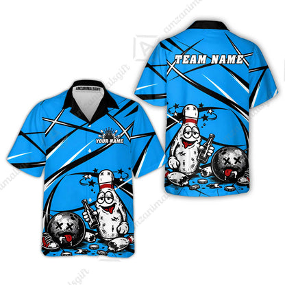 Custom Bowling Jersey Polo Shirt, Drunk Bowling Pin And Ball, Custom Bowling Jersey Team Shirt For Players With Name & Team Name