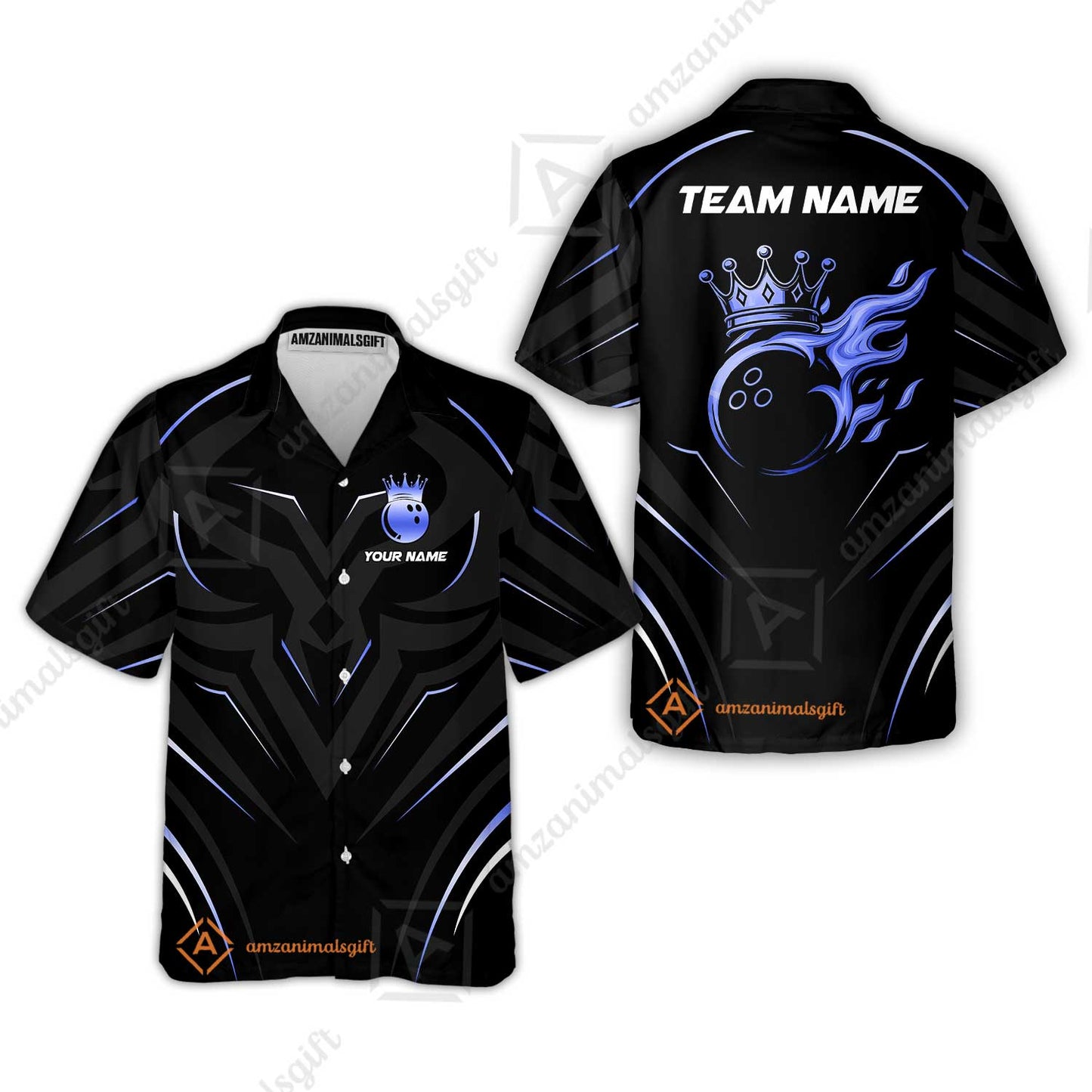 Customized Bowling Hawaiian Shirt, Custom Crown Bowling Uniform Hawaiian Jersey, Multicolor Team Style Jersey for Bowlers