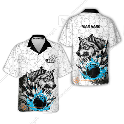 Custom Bowling Team Jersey, Wolf Strike Bowling Jersey Multicolor Polo Quarter-Zip Shirts, Custom Bowling Uniforms Jerseys