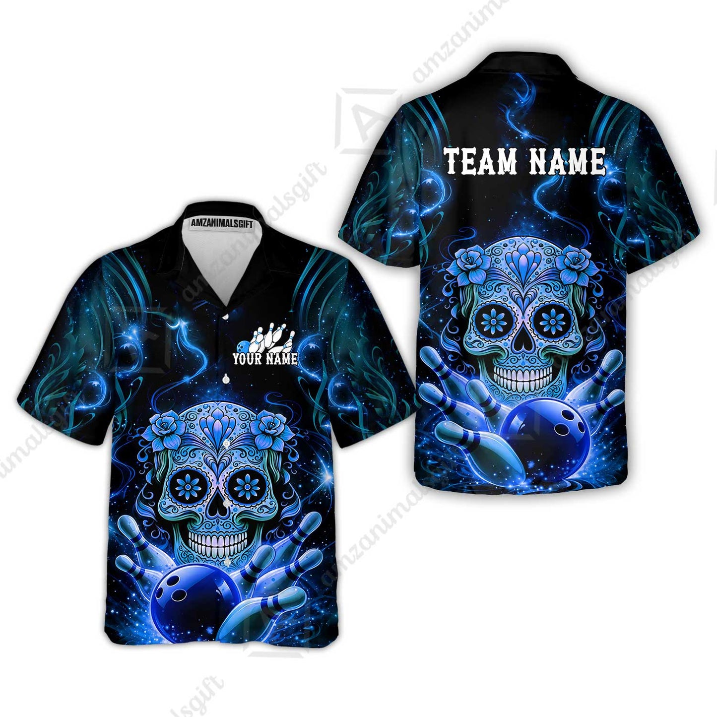 Customized Darts Team Jersey, Sugar Skull Bowler, Personalized Polo Shirt For Players With Name & Team Name