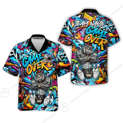 Customized Bowling Unisex Polo Shirt, Cool BullDog With Angry Bowling Game Over - Personalized Name And Team Name