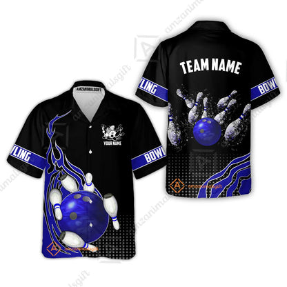 Customized Bowling Unisex Polo Shirt, Bowling And Breaking Pins Multicolor Option Customized Name And Team Name Polo Jerseys Shirts