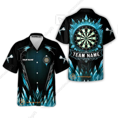 Custom Blue Ice Dartboard Jersey Polo Quarter-Zip Team Shirts, Customized Name Team Name Darts Team Jerseys Uniform