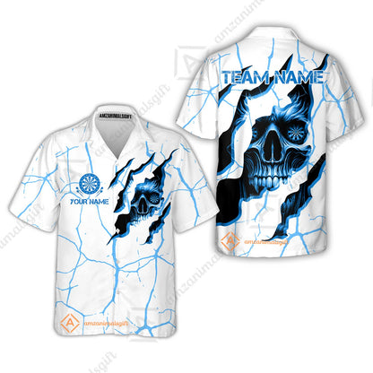 Customized Darts Hawaiian Shirt, Torn-Up Skull Dartboard Eyes Darts Hawaiian Shirt Team Style Jersey for Darts Players