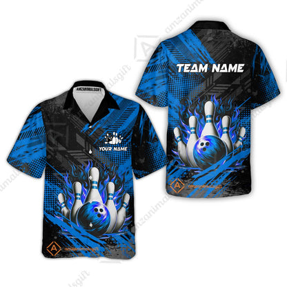 Custom Bowling Team Quarter-Zip Polo Shirt, Personalized Flame Bowling Jersey with Name & Team Name for Men & Women