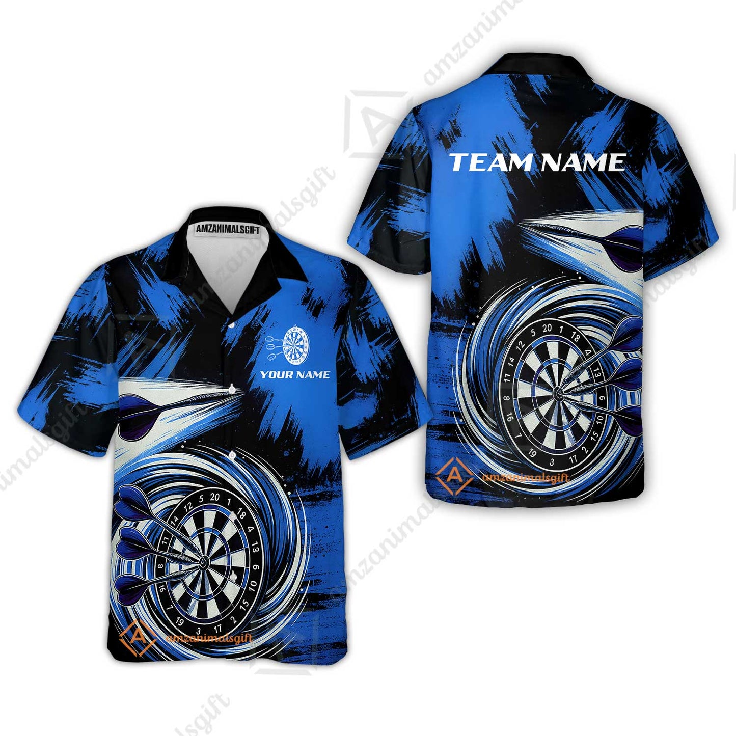 Customized Darts Hawaiian Shirt, Darts Colorful Wave Custom Name Team Name Hawaiian Shirt For Darts Player