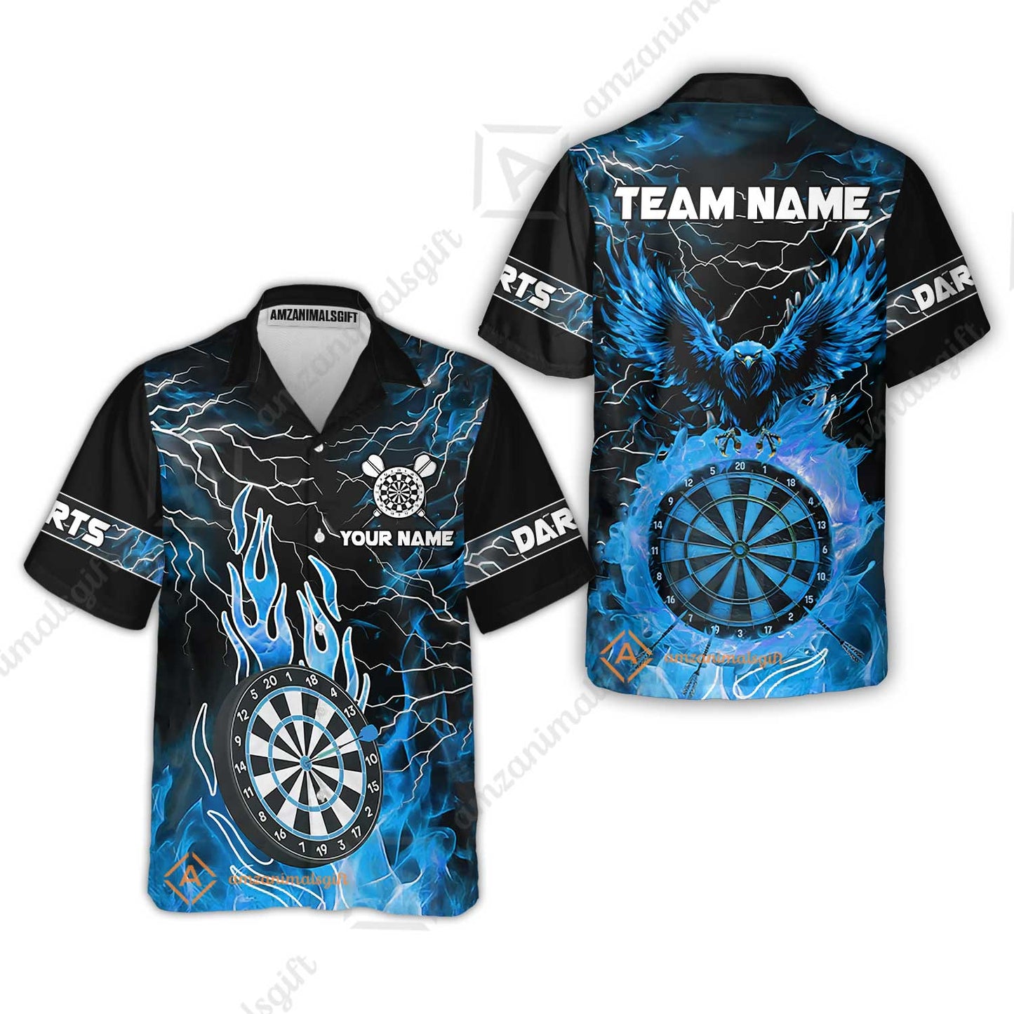 Custom Darts Team Jersey, Dartboard Fire Flame Custom Eagle Darts Jersey Polo Quarter-Zip Shirts, Custom Name And Team Name Darts Uniforms Jersey