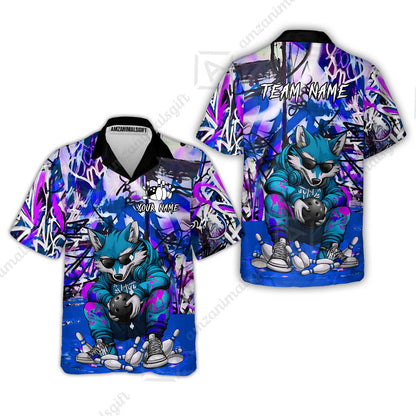 Custom Streetwear Wolf Bowling Jersey Polo Shirt, Custom Streetwear Wolf Bowling Jersey Team Shirt For Players With Name & Team Name