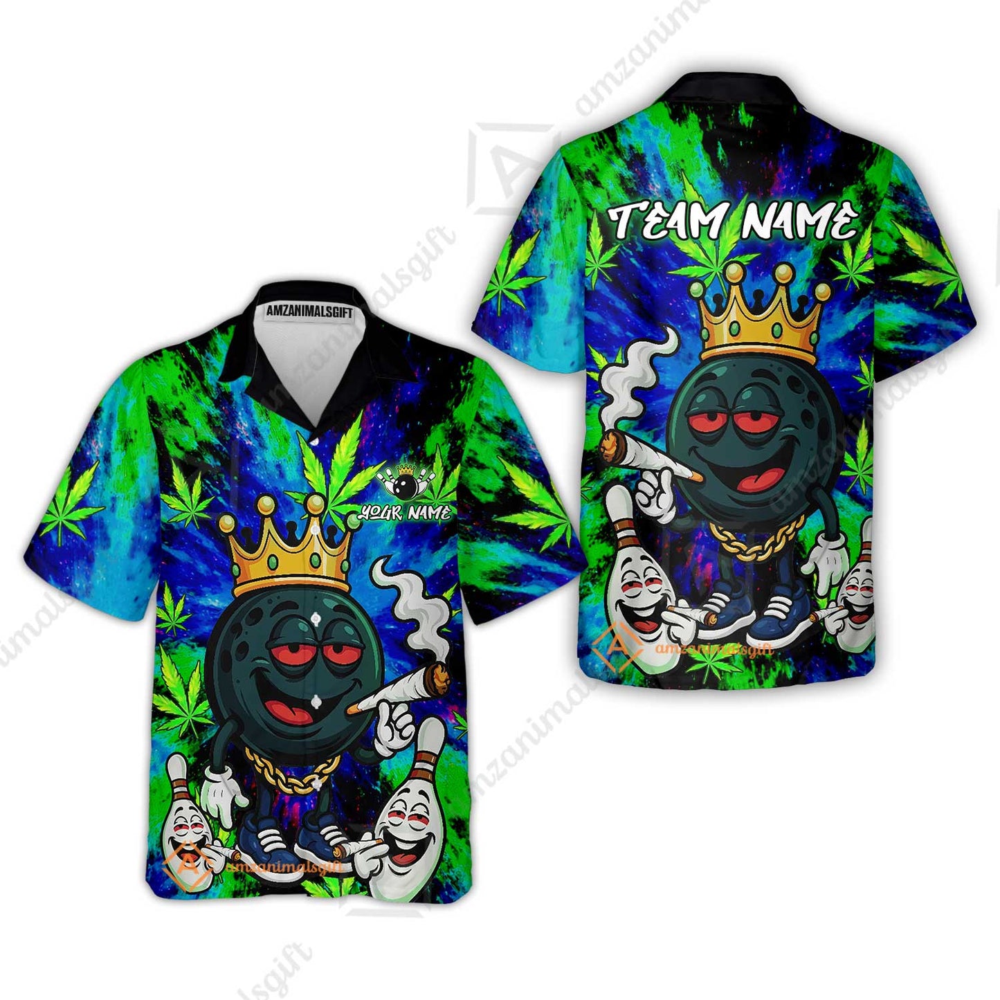 Custom Bowling Team Flat Neck Zip Jersey Shirt, King Smoke Tie-Dye Personalized Team Shirt, Custom Name and Team Name for Bowlers