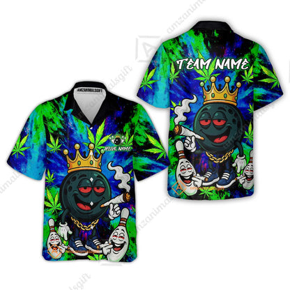 Custom Bowling Team Flat Neck Zip Jersey Shirt, King Smoke Tie-Dye Personalized Team Shirt, Custom Name and Team Name for Bowlers