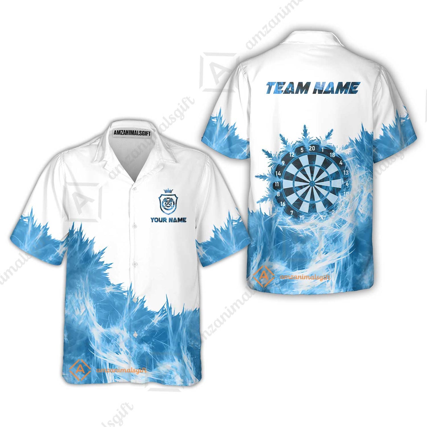 Customized Darts Hawaiian Shirt, Darts Icy Light White And Multi Color Team Hawaiian Shirt Jersey For Darts Player