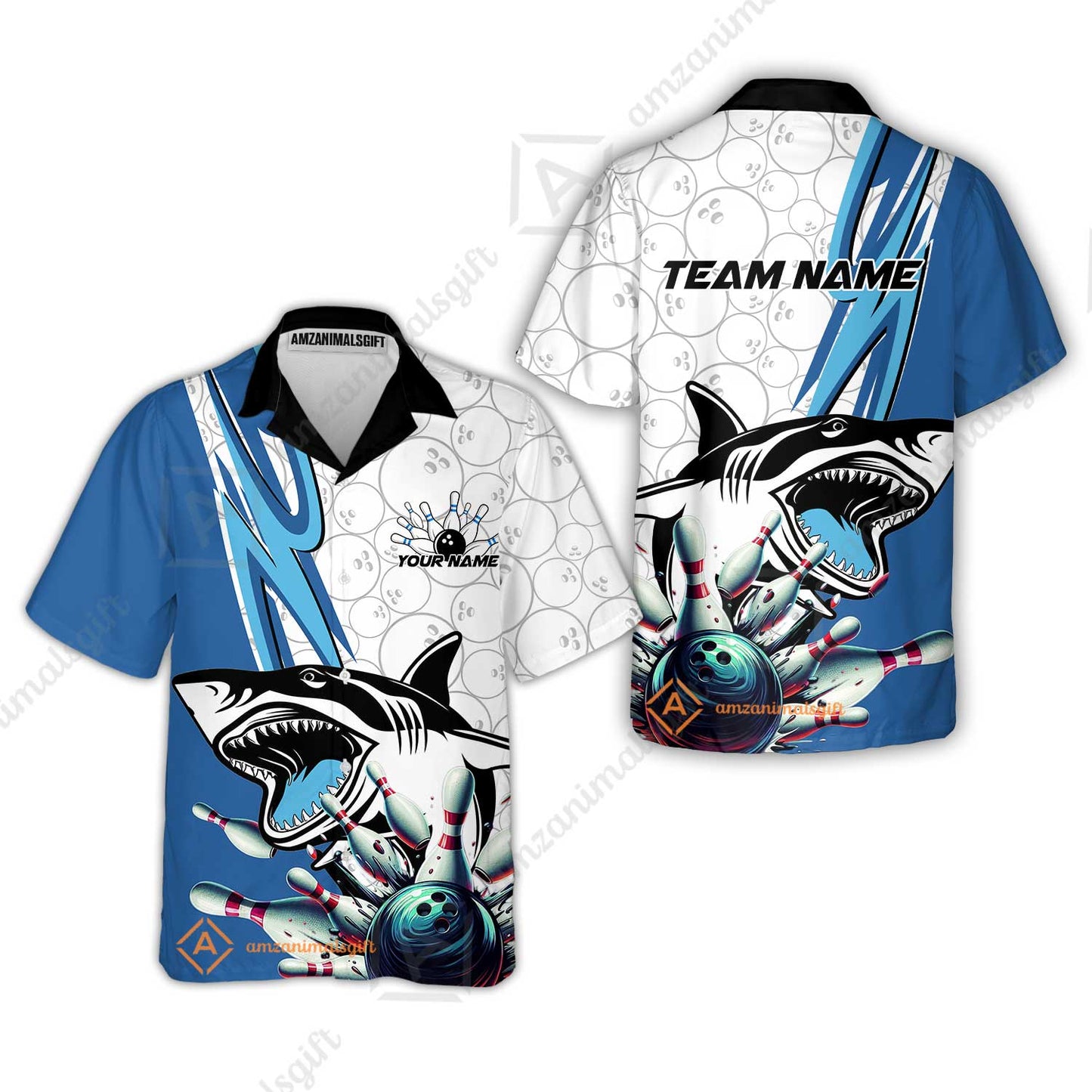 Custom Shark Bowling Team Jersey,  Shark Bowling Jersey Multicolor Polo Quarter-Zip Shirts, Bowling Uniforms Jerseys, Custom Name And Team Name