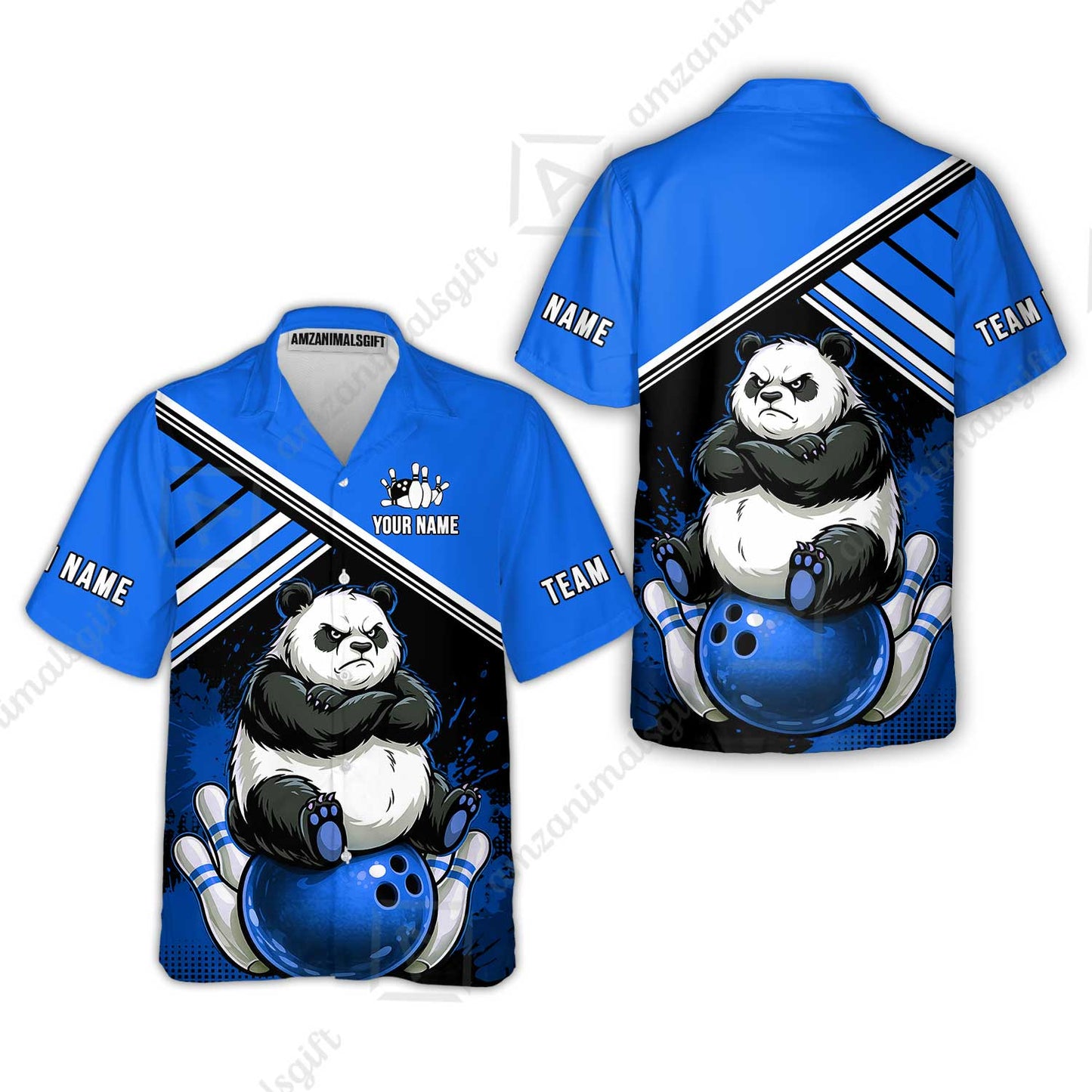 Custom Bowling Jersey Polo Shirt, Panda Mascot Bowling Custom Bowling Jersey Team Shirt For Players With Name & Team Name