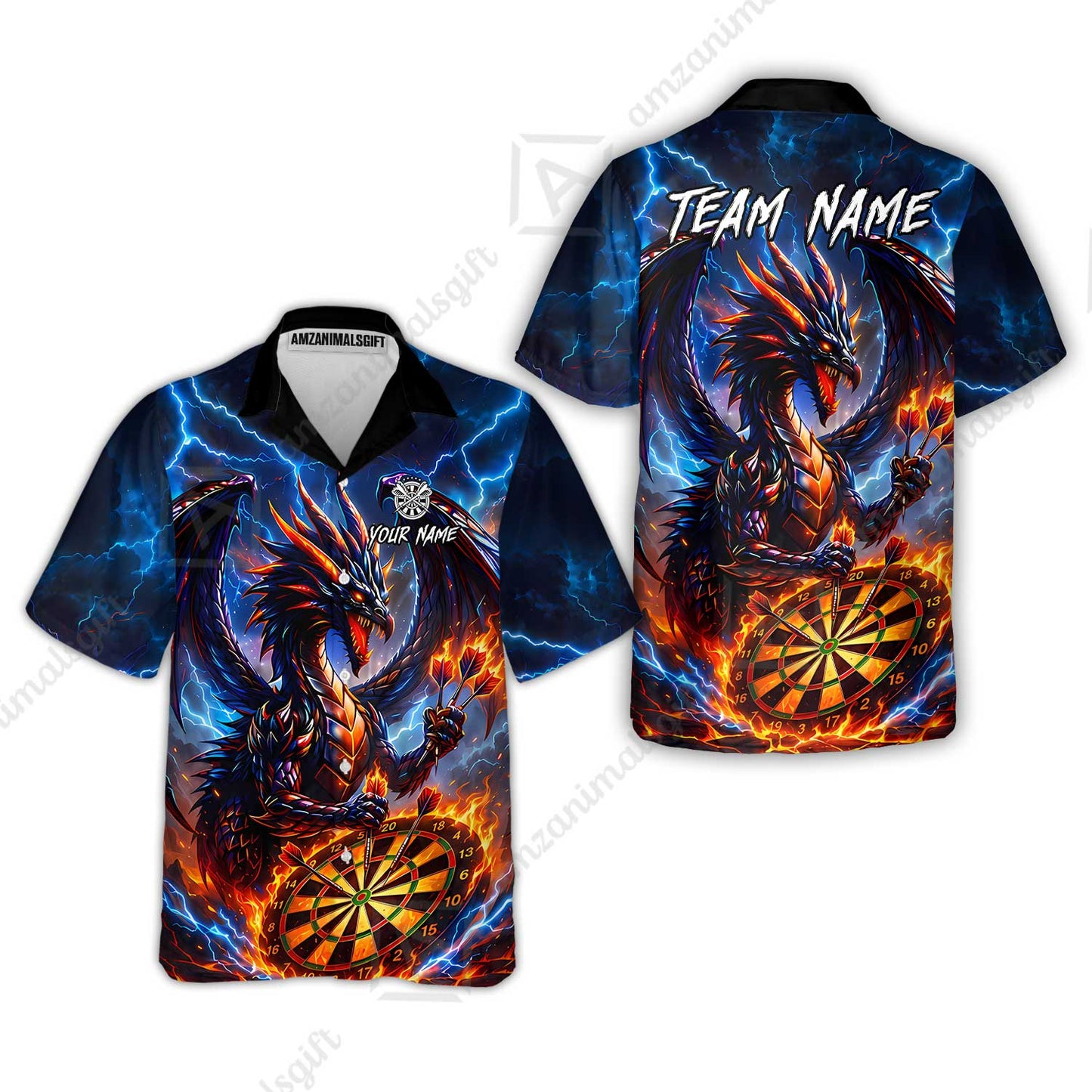 Custom Darts Jersey Polo Shirt, Dragon Fire Darts, Custom Dart Jersey Team Shirt For Players With Name & Team Name