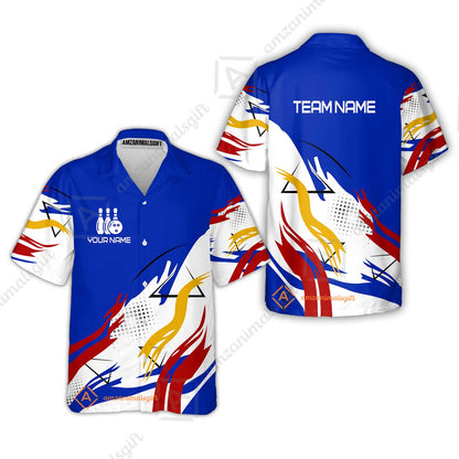 Customize Name, Team Name Bowling Jersey, Bowling Team Jersey Multicolor Polo Quarter-Zip Shirts, Custom Bowling Uniforms Jerseys