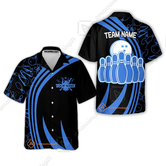 Customized Bowling Team Hawaiian Shirt Neon Multicolor Bowling Uniforms With Name And Team Name For Bowlers, Team League