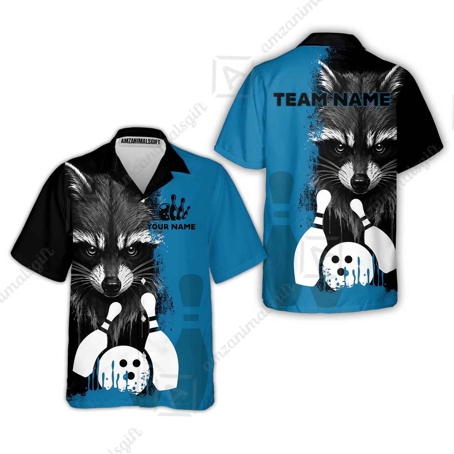 Custom Bowling Jersey Polo Shirt, Raccoon Bowling, Custom Bowling Jersey Team Shirt For Players With Name & Team Name