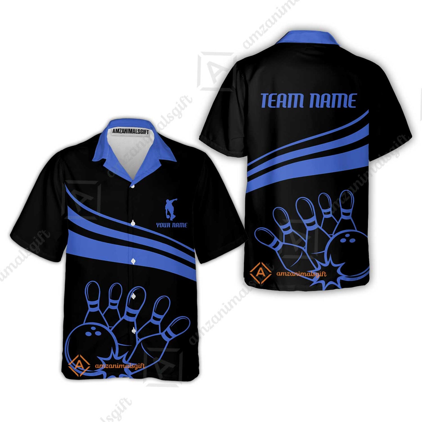 Bowling Customized Jersey Black Shirt Blue Curve Bowling Tenpin Quarter Zip Shirt, Outfit For Bowlers, Bowling Team