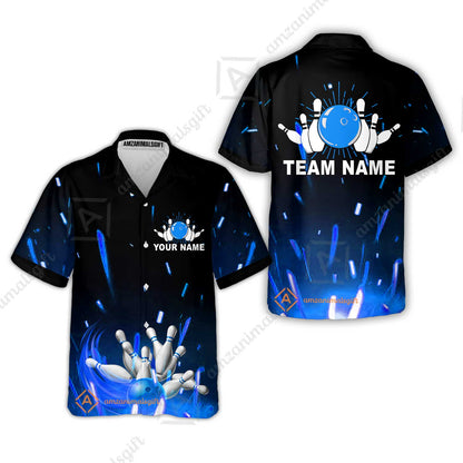 Custom Bowling Team Jerseys Polo Shirts, Bowling uniforms Flame Bowling Ball And Pins Short Sleeve Polo For Men Women Bowlers