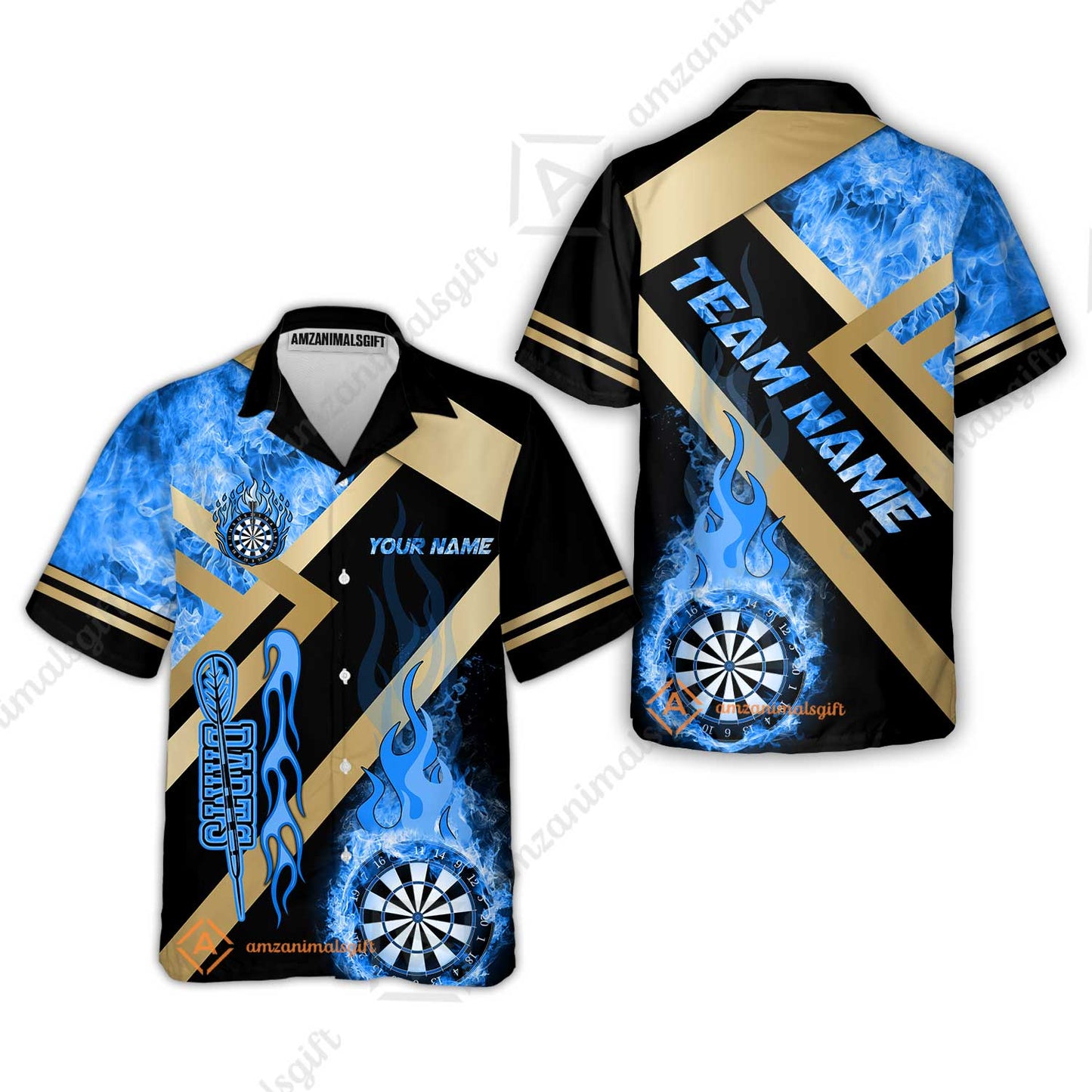 Customized Darts Hawaiian Shirt, Darts Dartboard Fire Flame Multicolor Team Hawaiian Shirt Jersey For Darts Players