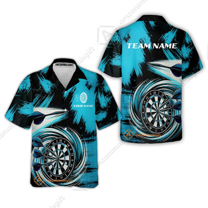Customized Darts Hawaiian Shirt, Darts Colorful Wave Custom Name Team Name Hawaiian Shirt For Darts Player