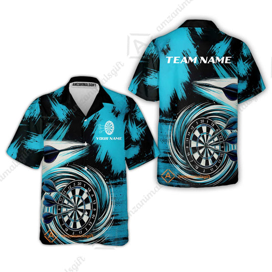 Customized Darts Hawaiian Shirt, Darts Colorful Wave Custom Name Team Name Hawaiian Shirt For Darts Player