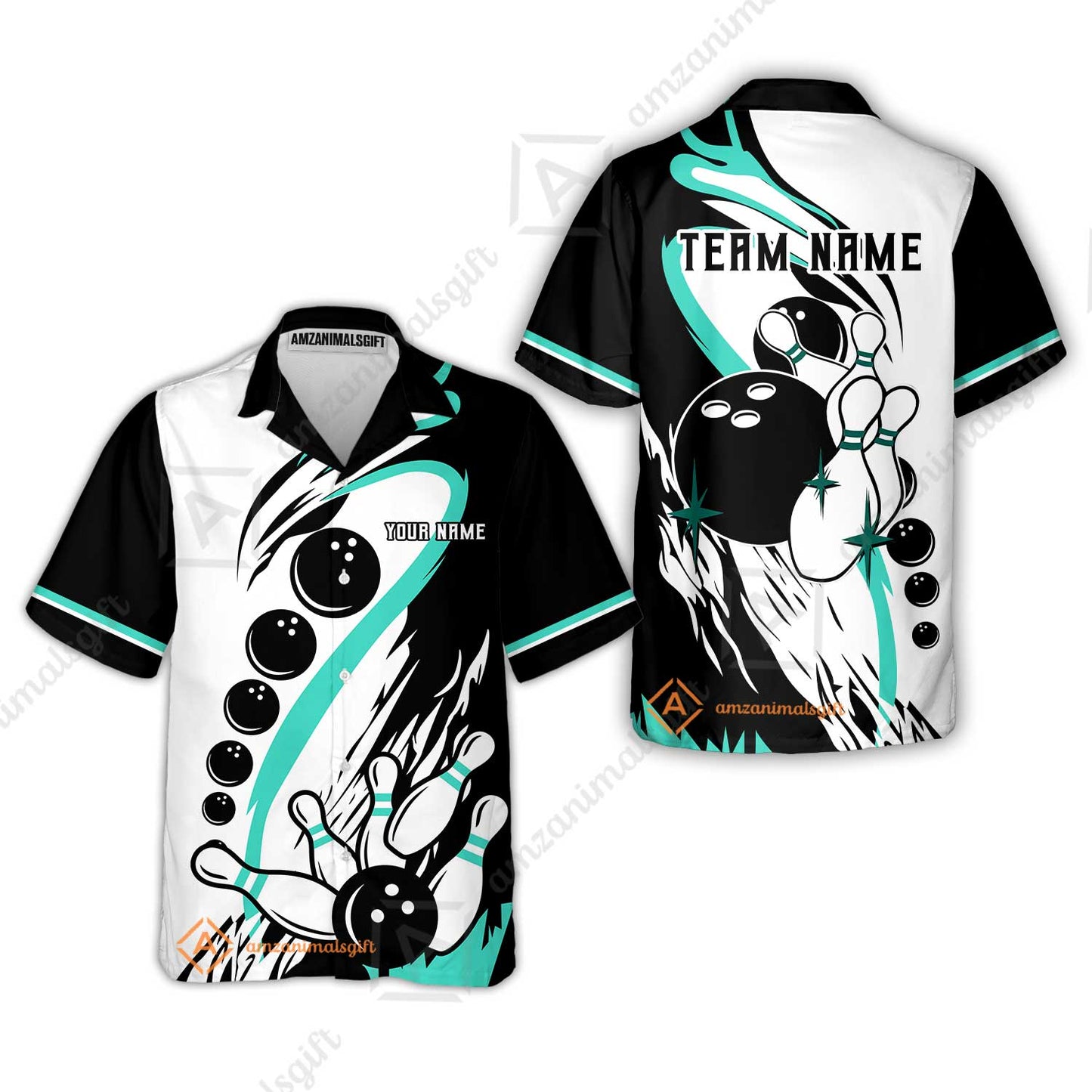 Custom Purple Turquoise Retro Bowling League Jersey, Custom Bowling Team Jerseys Polo Shirts, Custom Bowling Uniforms Jerseys