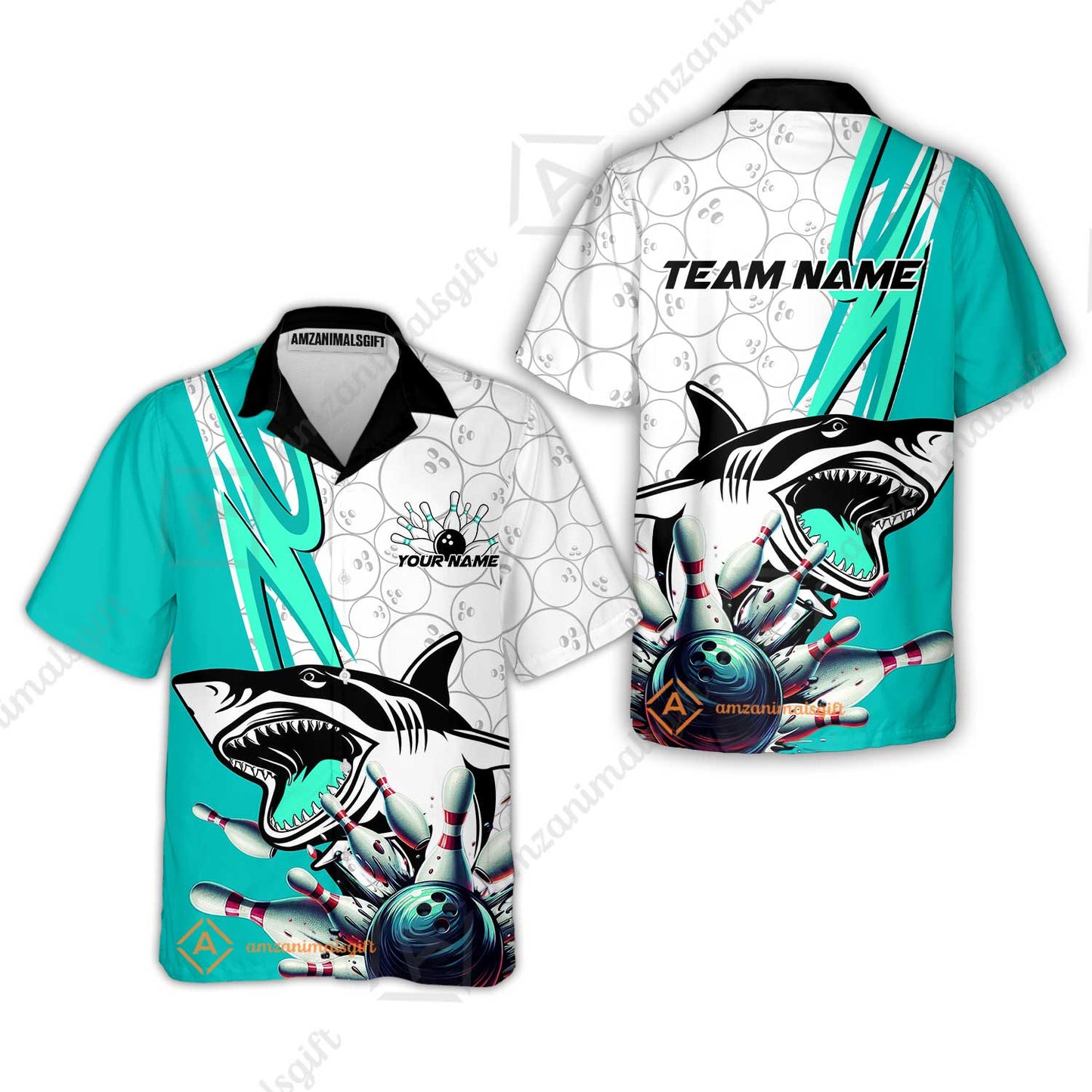 Custom Shark Bowling Team Jersey,  Shark Bowling Jersey Multicolor Polo Quarter-Zip Shirts, Bowling Uniforms Jerseys, Custom Name And Team Name
