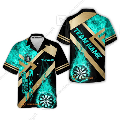 Customized Darts Hawaiian Shirt, Darts Dartboard Fire Flame Multicolor Team Hawaiian Shirt Jersey For Darts Players