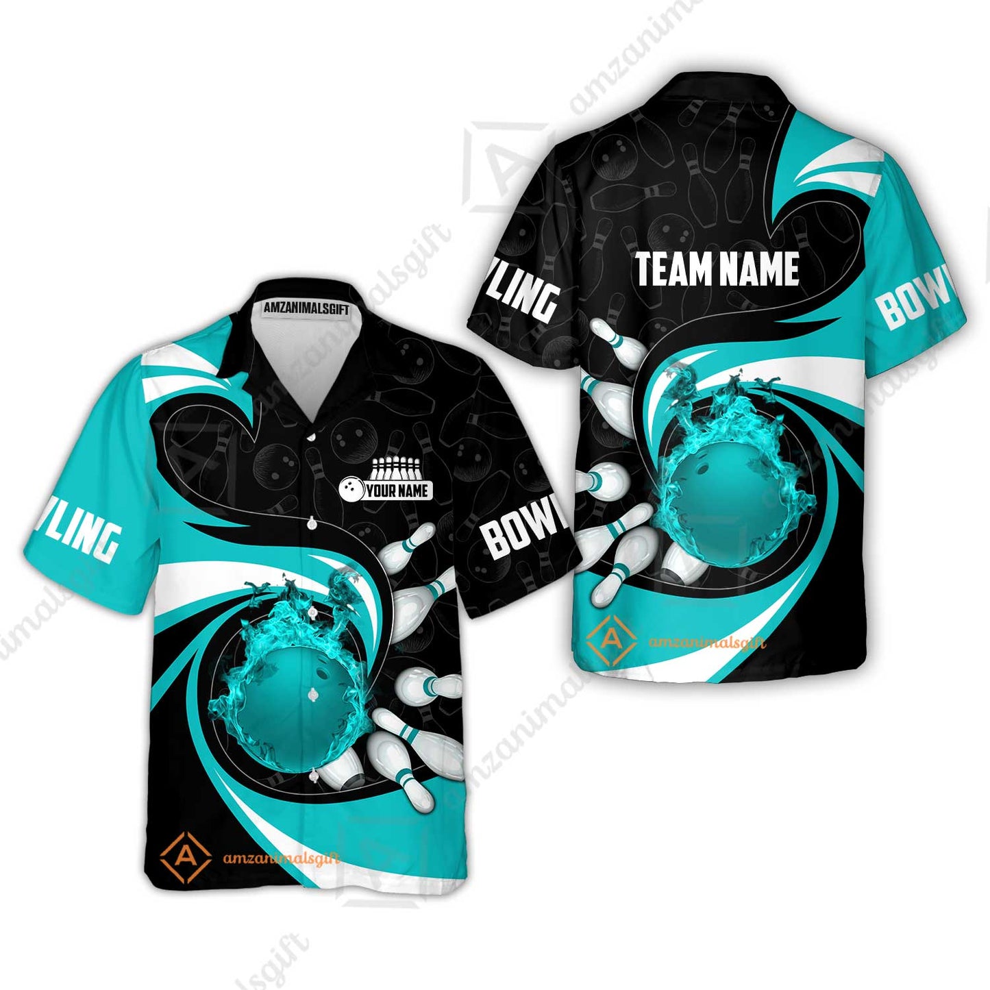 Customized Bowling Jersey Shirt, Bowling Ball And Pins Vortex Pattern Multicolor Customized Name And Team Name For Bowling Team