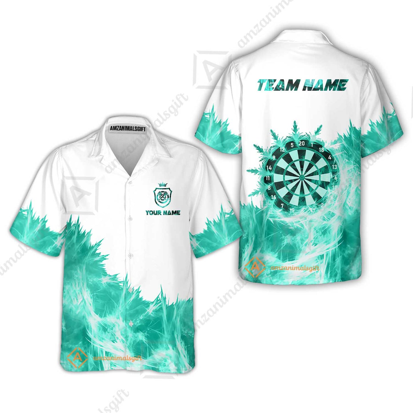 Customized Darts Hawaiian Shirt, Darts Icy Light White And Multi Color Team Hawaiian Shirt Jersey For Darts Player