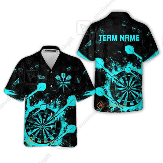 Customized Darts Hawaiian Shirt, Darts Grunge Dartboard Hawaiian Shirt Team Style Jersey for Darts Players