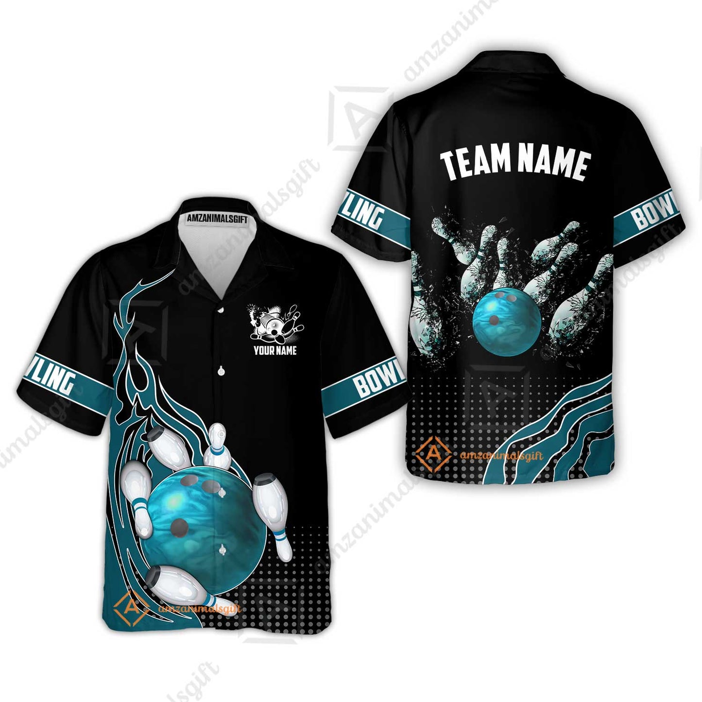 Customized Bowling Unisex Polo Shirt, Bowling And Breaking Pins Multicolor Option Customized Name And Team Name Polo Jerseys Shirts