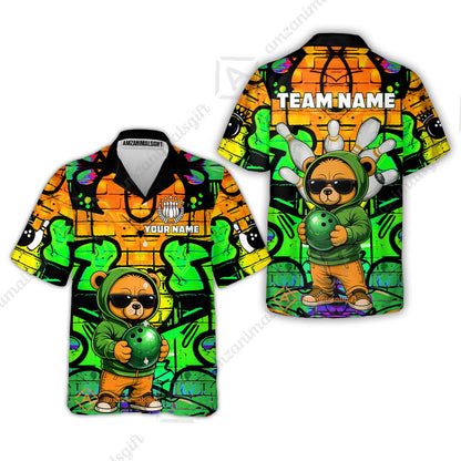 Custom Bowling Jersey Polo Shirt, Urban Street Art Bowling, Custom Bowling Jersey Team Shirt For Players With Name & Team Name