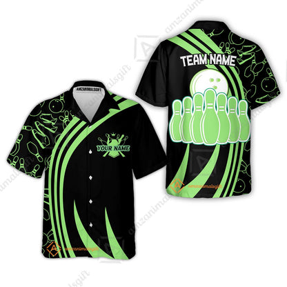 Customized Bowling Team Hawaiian Shirt Neon Multicolor Bowling Uniforms With Name And Team Name For Bowlers, Team League