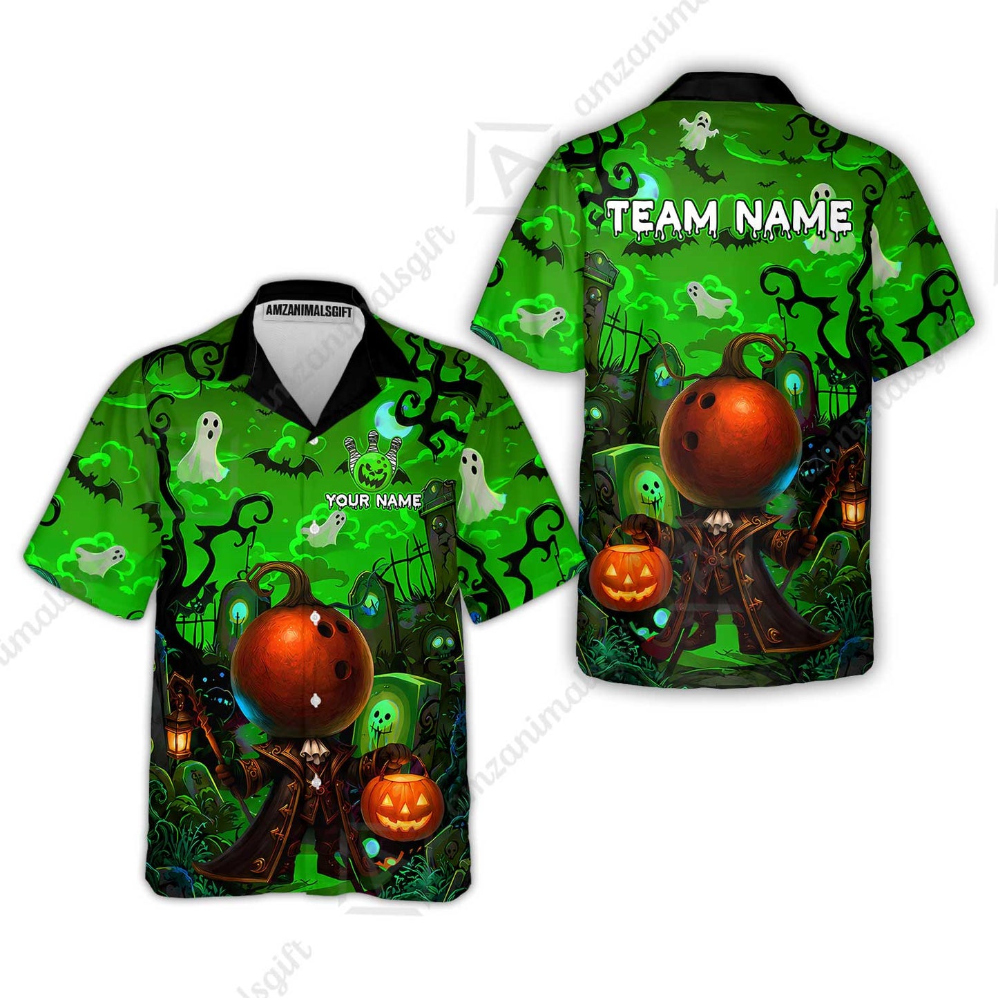Custom Bowling Jersey Polo Shirt, Halloween Spooky Strike, Custom Bowling Jersey Team Shirt For Players With Name & Team Name