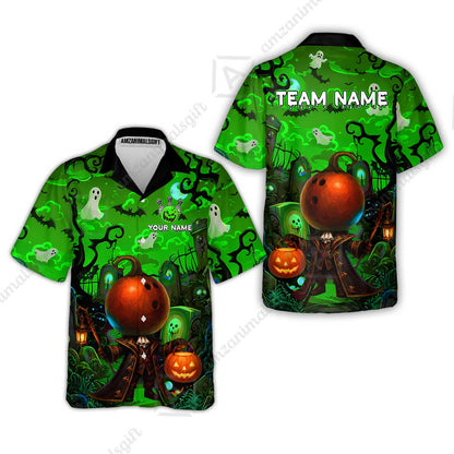 Custom Bowling Jersey Polo Shirt, Halloween Spooky Strike, Custom Bowling Jersey Team Shirt For Players With Name & Team Name